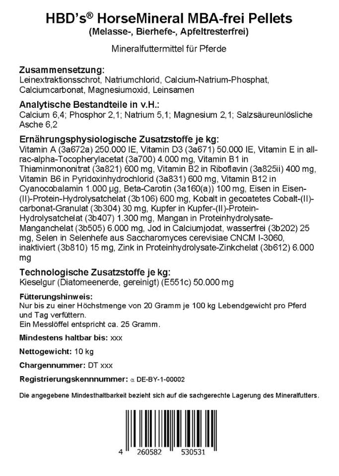 HBD´s HorseMineral MBA-frei (Pellets)
